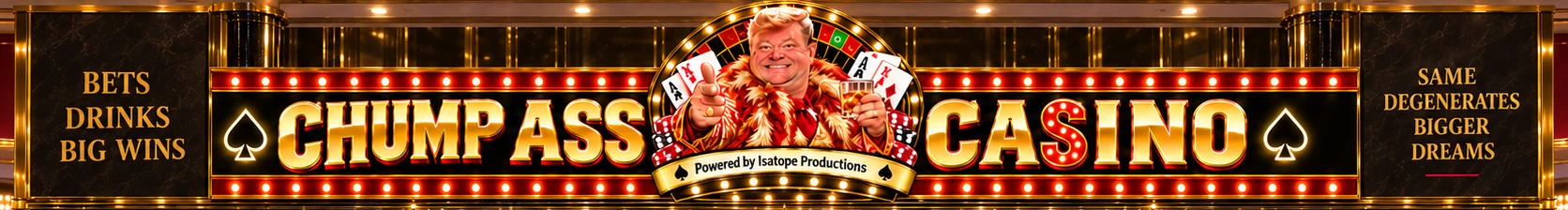 Chump Ass Casino Card Room with playing cards and a professional felt table