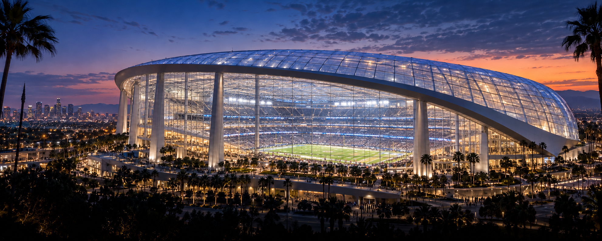 SoFi Stadium in Inglewood, California, at game time